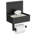 Matte Black Toilet Paper Holder with Shelf, Wipe Holder for Bathroom Flushable Wipes Dispenser Toilet Paper and Wipes Holder Toilet Paper Holder with Storage（20.5*13*15.5cm)
