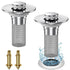 2PCS Bathroom Sink Stopper Strainer, Pop-Up Bathroom Sink Drain Strainer with Removable Stainless Steel Hair Catcher Basket, Universal Fit for US Bathroom Sinks, Bathtubs, Showers & Floor Drains（8*5.5*3.3cm)