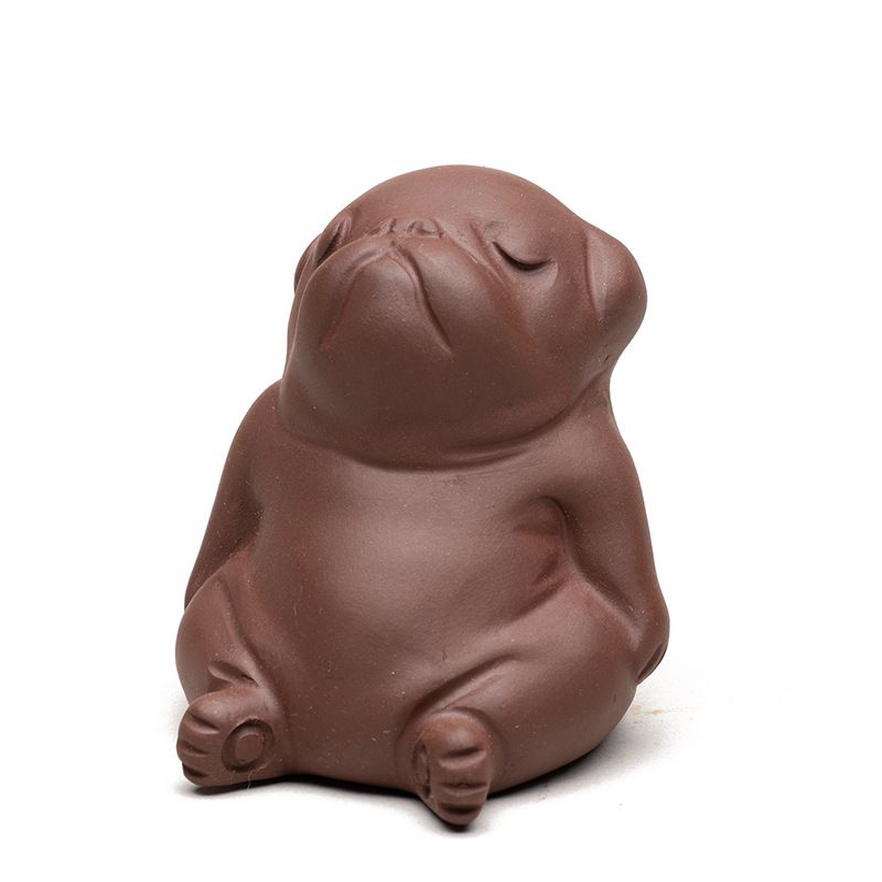 Handcrafted Purple Clay Chinese Kung Fu Tea Accessories Pet Small Lazy Dog, Zisha Tea Pet Meditative Dog Ornaments, Lazy Sleepy Puppy Sculpture Crafts for Decoration