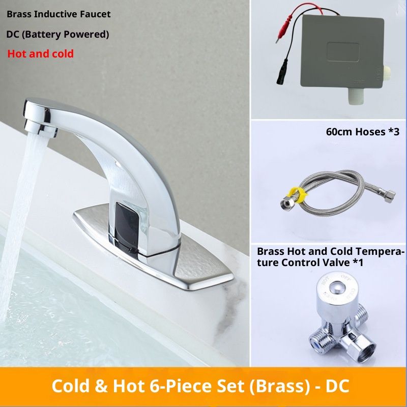 Touchless Bathroom Sink Faucet, Motion Automatic Sensor Faucet with Hole Cover Plate, Chrome for Water Bath Commercial Lavatory Farmhouse
