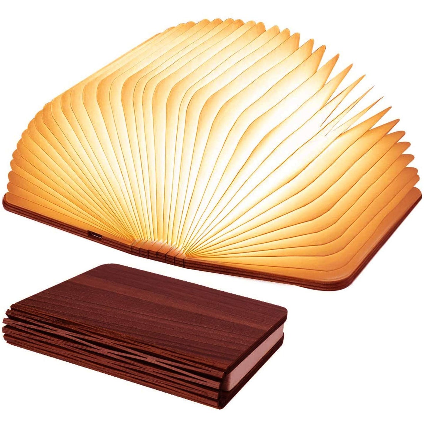 Wooden Book Lamp, Foldable Paper Books Light, Novelty Lighting 360° Bookshaped Night Light,  Paper Lantern for Bookish Decor & Book Lovers Gifts, Christmas Gifts Choice（10.5*14.5*3.8cm)