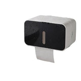 Outdoor Waterproof Toilet Paper Holder for Bathroom - Pet Proof Plastic Tissue Holder Dispenser Full Cover Adhesive Mounted, Toilet Paper Roll（black 21*13.5*13.5cm）