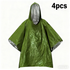 4pcs Emergency Poncho and Mylar Blanket Liner - Waterproof, Wind-Resistant Outdoor Rain Poncho for Camping, Emergencies,Expand size 100 * 130cm(military green）