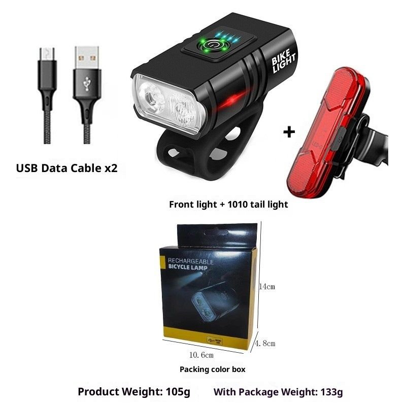 Bike Light, High Lumens Super Bright Bicycle Lite, USB Rechargeable Bike Headlight & Taillight Set, Waterproof Safety Bike Front & Rearlight for Road, Mountain, Night Riding