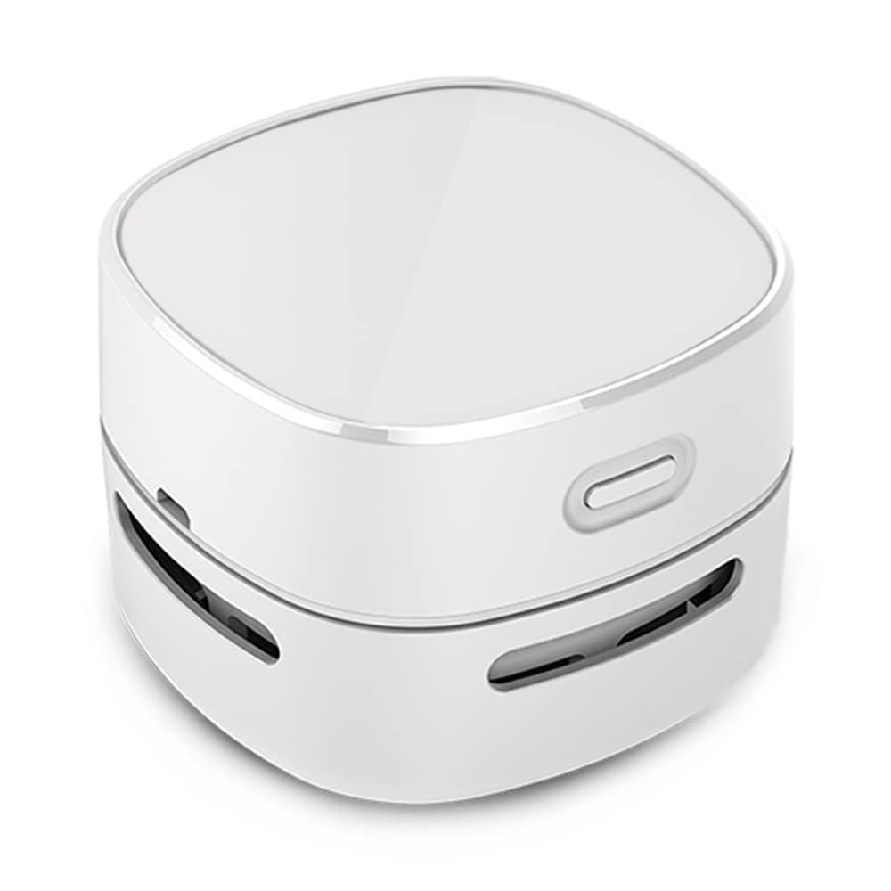 Vacuum Cleaner, Mini Table dust Sweeper Energy Saving,High Endurance mins, Rotatable Design for Keyboard/Home/School/Office (White Charging，7.9*7.9*6cm)
