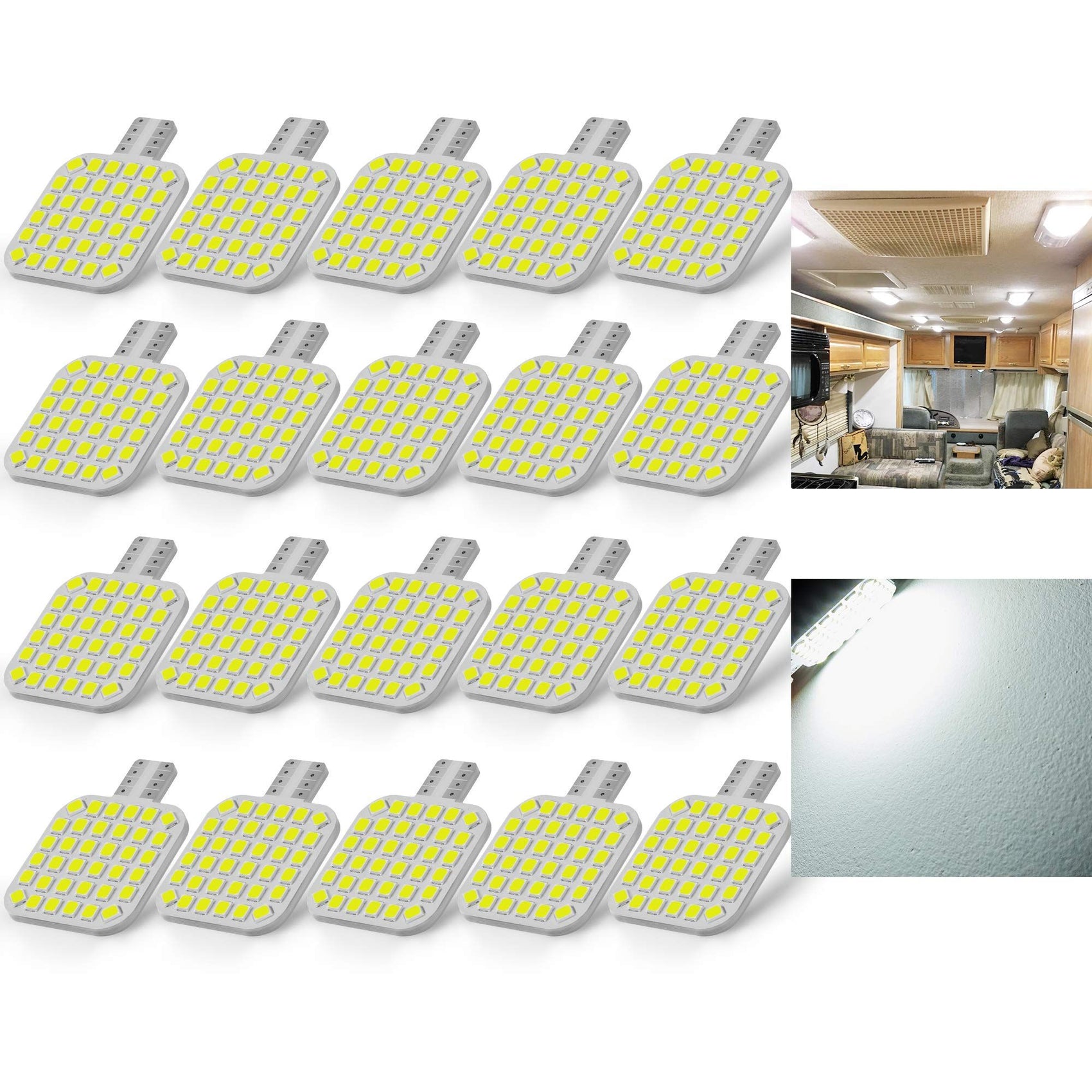 Super Bright T10 2835 36SMD LED Bulbs for 12V RV Ceiling Dome Light RV Interior Lighting Trailer Camper, (Pack of 20)