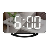 Digital Alarm Clock,6" Large LED Display Charger Ports | Auto Dimmer Mode | Easy Snooze Function, Modern Mirror Desk Wall Clock for Bedroom Home Office for All People (White)