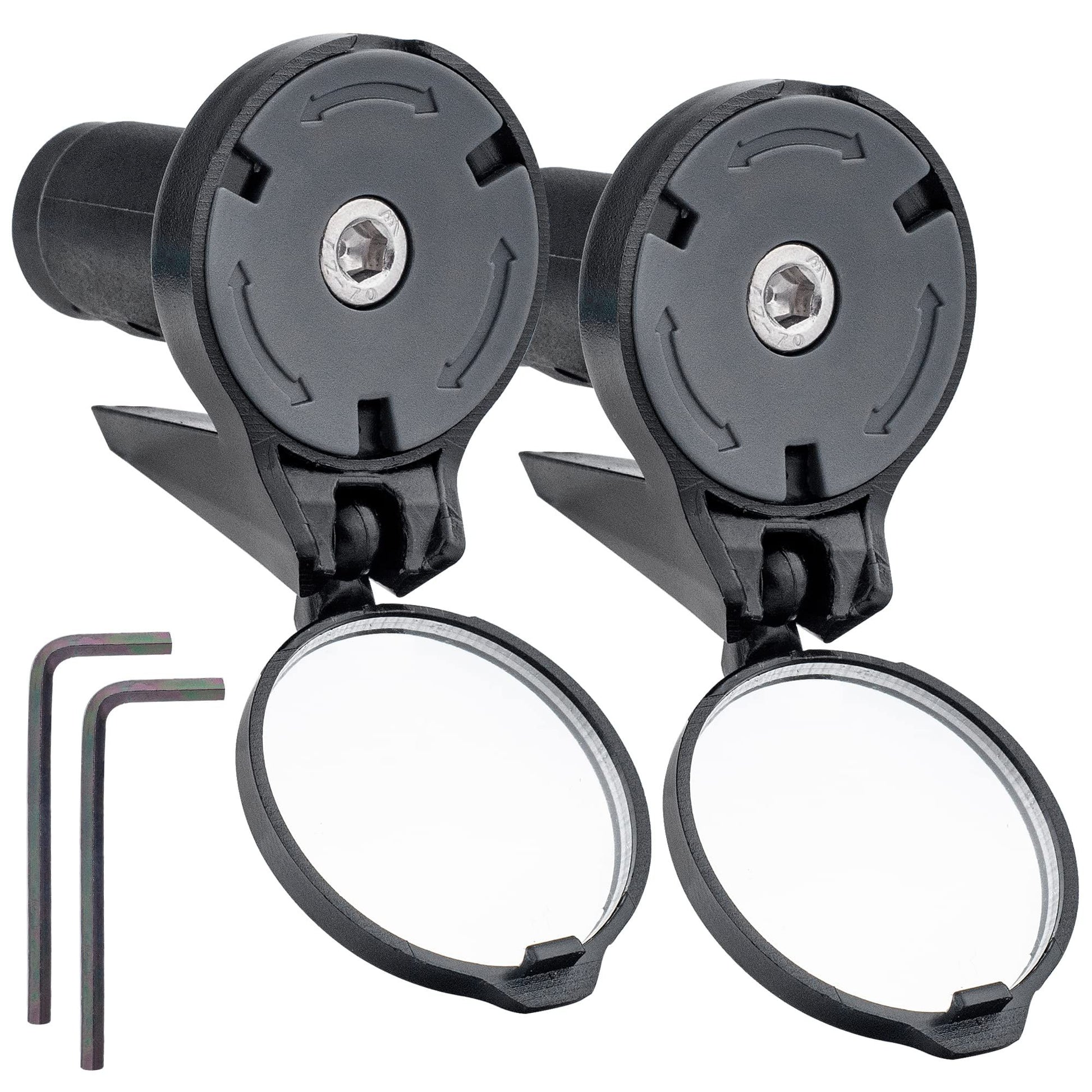 Bike Bar End Rear View Mirror 2 Pack - Adjustable HD Convex Glass Rearview Mirror for Road Bike Drop Bar End or Handlebar End of Mountain Bike, Bicycles, Scooters