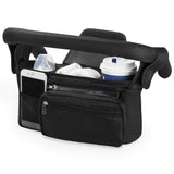 Universal Stroller Organizer with Insulated Cup Holder, Detachable Phone Bag, Shoulder Strap – Fits All Stroller Types, Keeps Drinks Hot/Cold (Black)