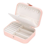 Travel Jewelry Box, PU Leather Small Jewelry Organizer for Women Girls, Portable Mini Travel Case Display Storage Holder Boxes for Stud Earrings, Rings, Necklaces, Bracelets (Pink)