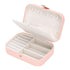 Travel Jewelry Box, PU Leather Small Jewelry Organizer for Women Girls, Portable Mini Travel Case Display Storage Holder Boxes for Stud Earrings, Rings, Necklaces, Bracelets (Pink)
