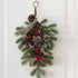 Elegant Flocked Teardrop Swags with Pinecones and Berries, Shimmering Holiday Hanging Decor for Indoor Door Wall Mantel,（55*35cm）
