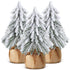 3 Pcs Snow Tabletop Christmas Trees, Snow Flocked Mini Tabletop Pine Trees with Wooden Base,Artificial Desk Christmas Trees for Xmas Holiday Home Party Table Decorations(22cm)