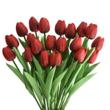 20pcs Artificial Tulips Flowers Fake Faux  Tulip Bouquet Real Touch Flower Arrangement for Home Room Office Party Wedding Decoration Excellent Gift Idea for Mothers Day(red)