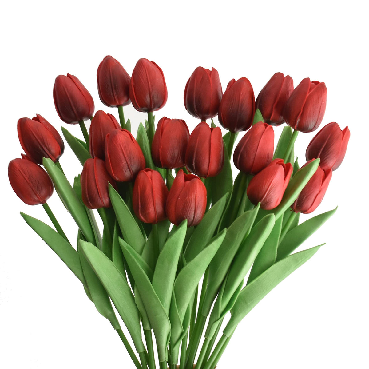 20pcs Artificial Tulips Flowers Fake Faux  Tulip Bouquet Real Touch Flower Arrangement for Home Room Office Party Wedding Decoration Excellent Gift Idea for Mothers Day(red)