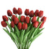 20pcs Artificial Tulips Flowers Fake Faux  Tulip Bouquet Real Touch Flower Arrangement for Home Room Office Party Wedding Decoration Excellent Gift Idea for Mothers Day(red)