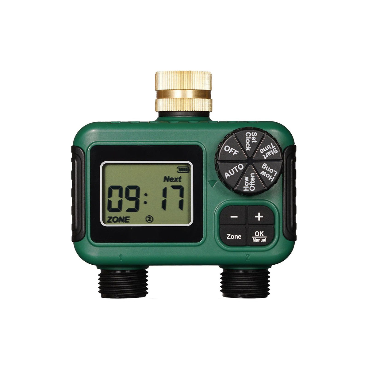 2 Outlet Sprinkler Timer, Water Timer, Programmable Garden Hose Timer with Rain Delay, Manual& Automatic Watering System（11.6*11.7*6.8cm)