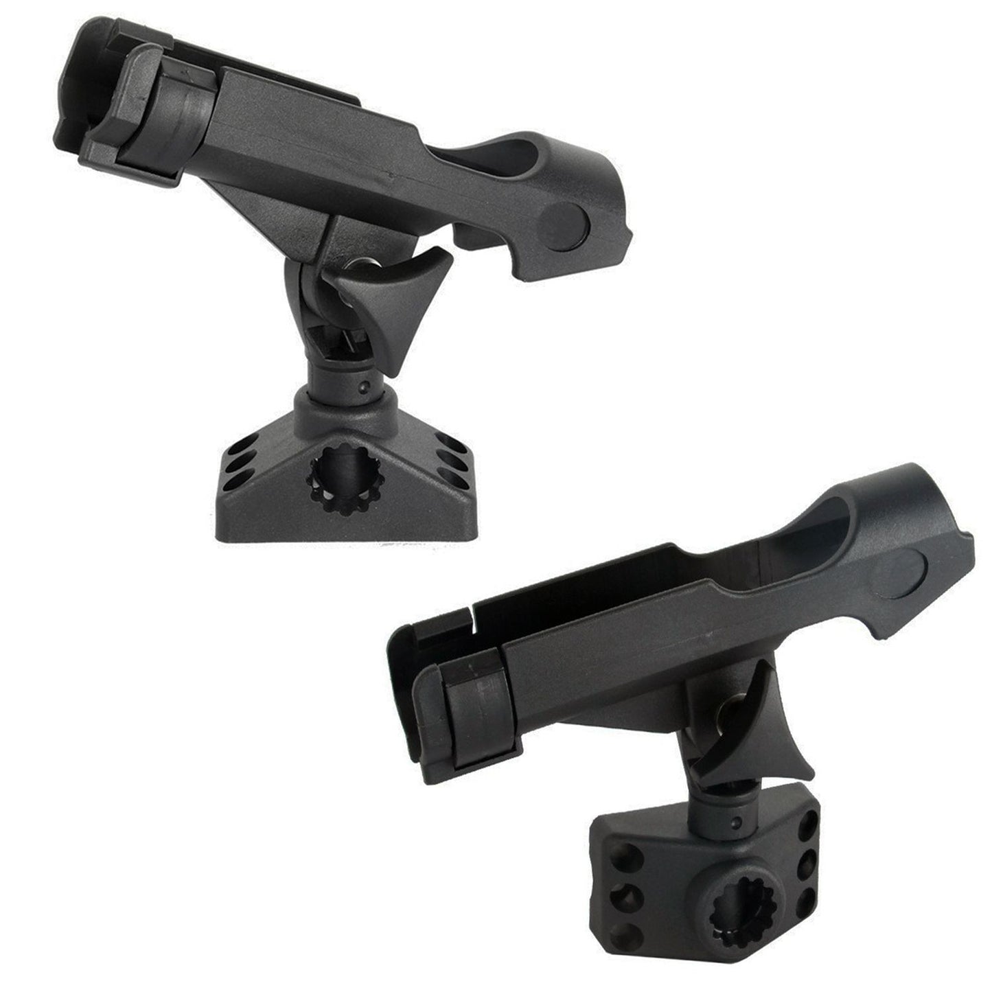 2 Pack Spinning Rod Holder with Side Deck Mount  Fishing Rod Holder Adjustable Fishing Boat Rod Holder, Black Finish