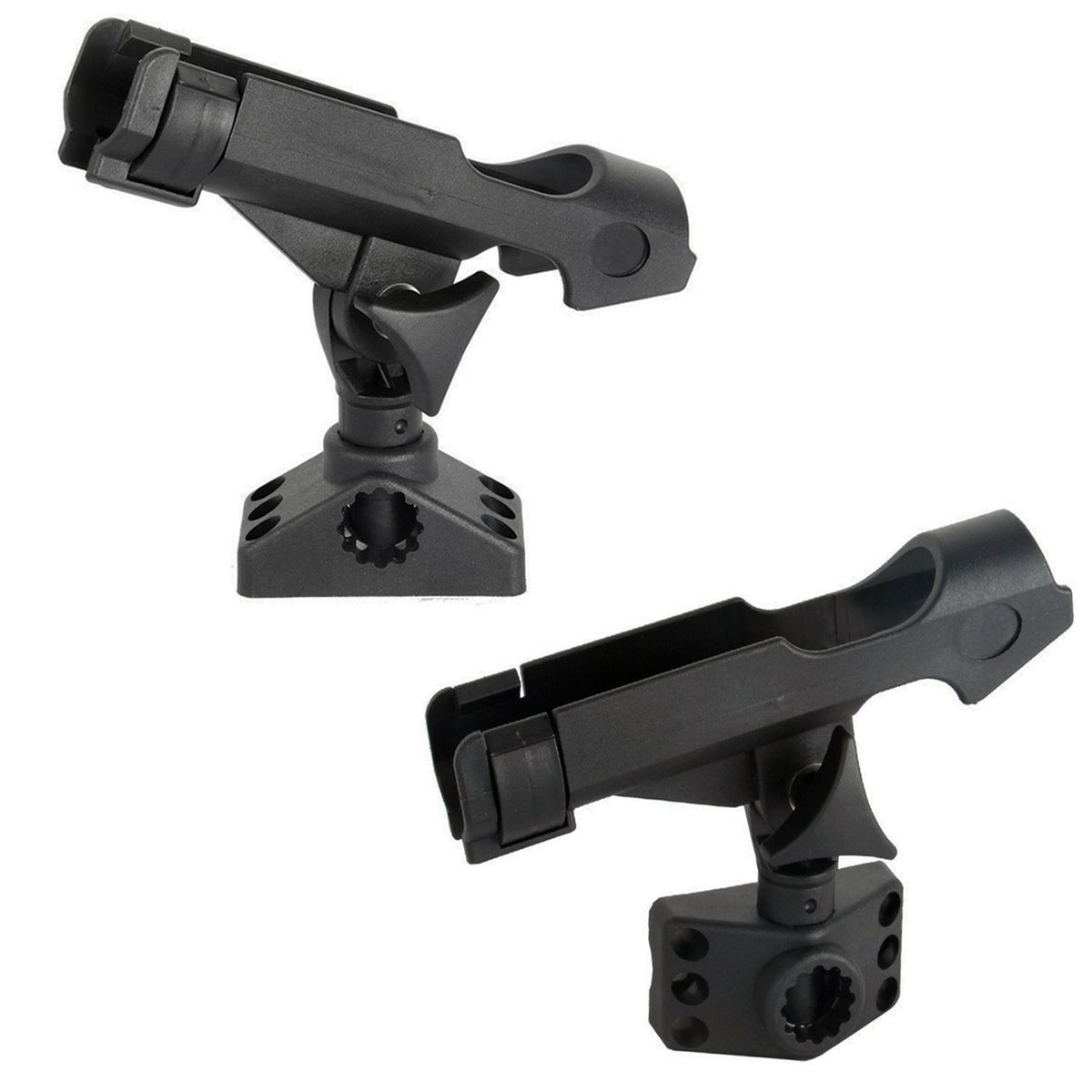 2 Pack Spinning Rod Holder with Side Deck Mount  Fishing Rod Holder Adjustable Fishing Boat Rod Holder, Black Finish