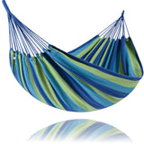 Hammocks Portable Camping Hammock Upgraded Comfortable Fabric Hammock with Two Anti Roll Balance Beam and Sturdy Tree Straps for Camping, Patio, （Blue Green，260*80cm）