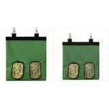 2pcs Rabbit Hay Feeder Bag Guinea Pigs Hanging Hay Rack Manger Holder Dispenser Small Animal Feeder Storage Pouch for Bunny Chinchilla Hamster (Green, 2 Windows)