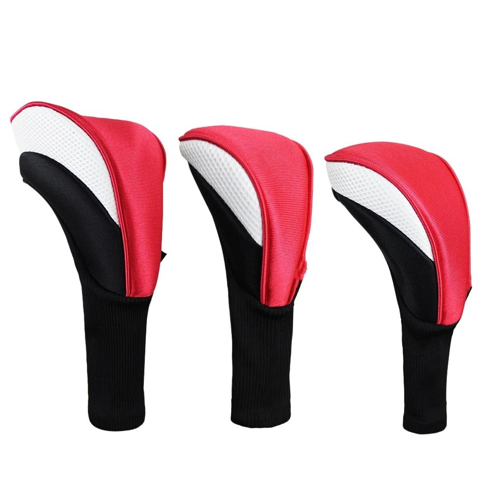 Black Golf Club Head Cover for  Fairway 3 Pcs Woods Headcovers, Golf Accessories Hybrid Head Covers Set