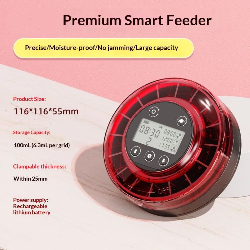Automatic Fish Feeder for Aquarium - Moisture-Proof and Precision Feeding Betta Vacation Feeder, USB Rechargeable Auto Fish Food Dispenser with Timer,LCD Display