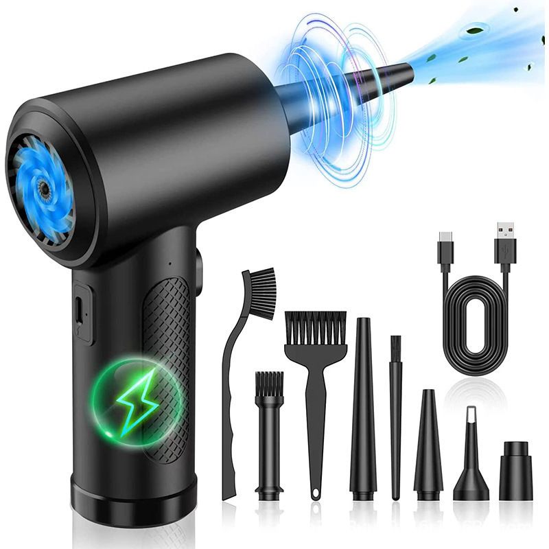 Compressed Air Duster, Electric Air Blow Portable Keyboard Cleaner with LED Light, Rechargeable Dust Off Cordless Air Duster for Computer, Car, Electric Devices