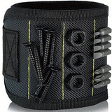 Magnetic Wristband by Wrap-It Storage - Black - Great Father Gift Wrist Magnet Tool Belt and Screw Holder（Black 5 rows with 10 magnets）Only wristband