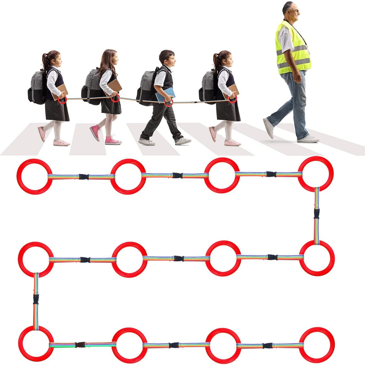 12 Set Toddlers Walking Rope for Preschool Toddlers Detachable Transition Rope Safety Daycare Rope for Preschool Daycare Kindergarten School Kids Outdoor Supplies (Red)