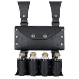 Medieval Alchemy Belt Bag with 4 Cork Potion Vials, Fantasy Wizard Waist Pouch Side Pack with Glass Vials Wizard Waist Pouch Side Pack(Black)