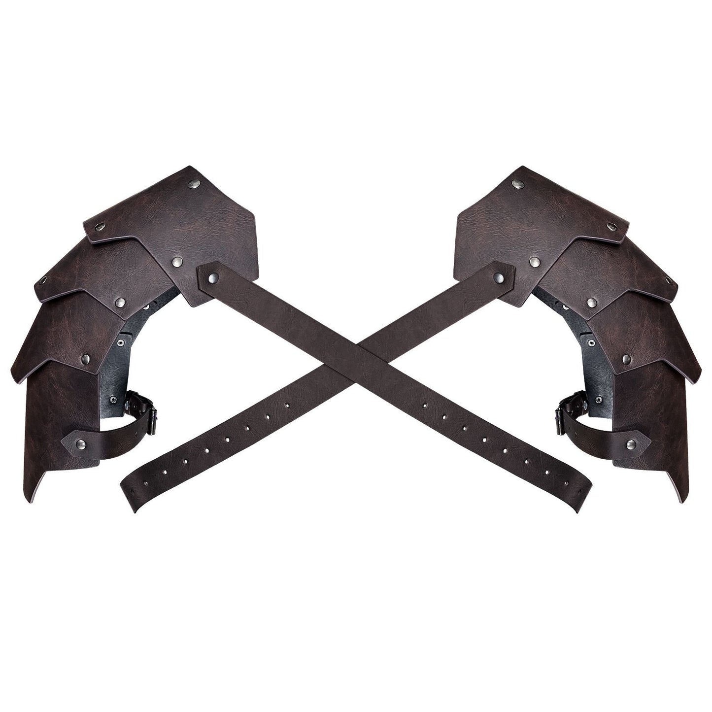 Medieval Faux Leather pauldron , Vintage Mercenary Knight Shoulder Armor for Cosplay Costume (dark brown)