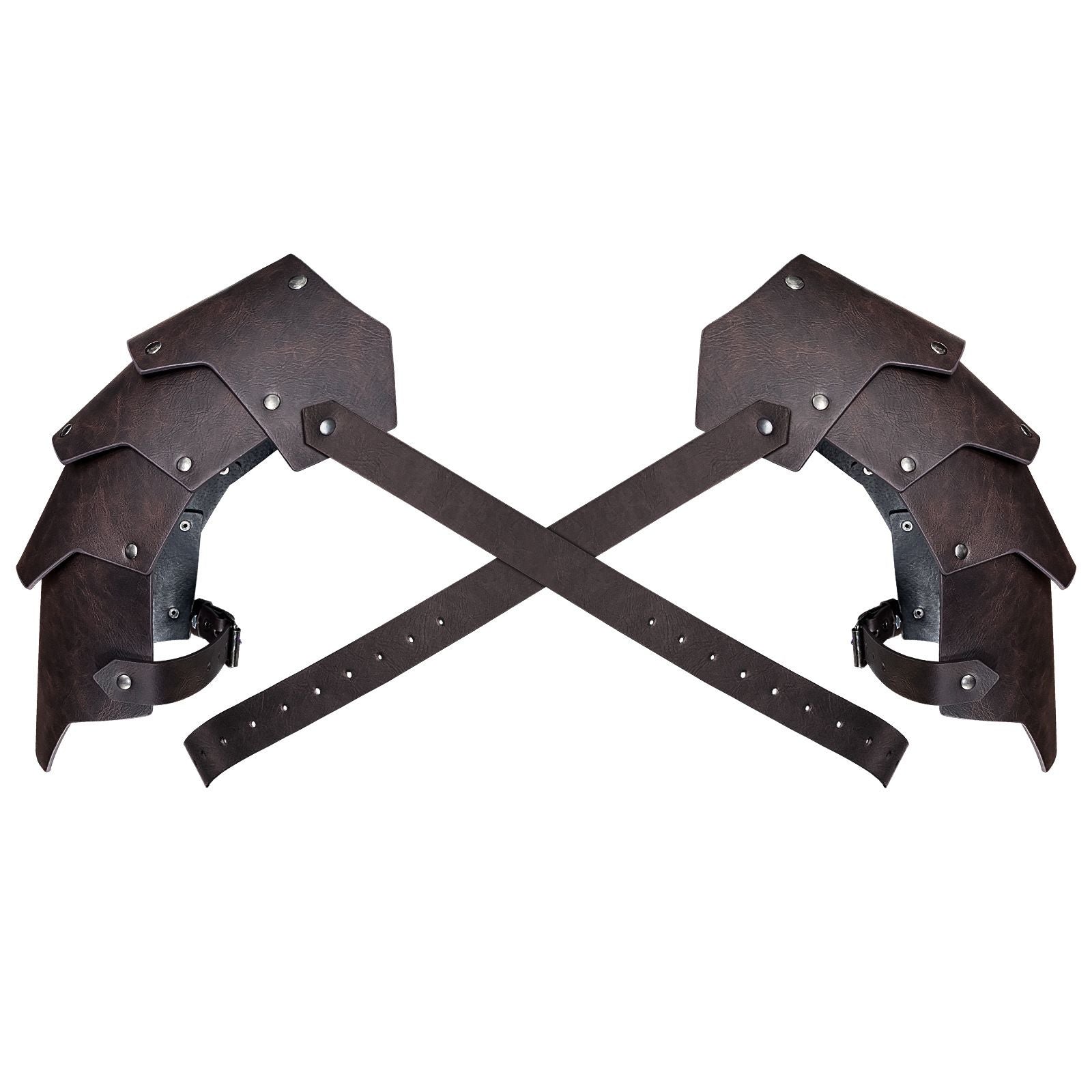 Medieval Faux Leather pauldron , Vintage Mercenary Knight Shoulder Armor for Cosplay Costume (dark brown)