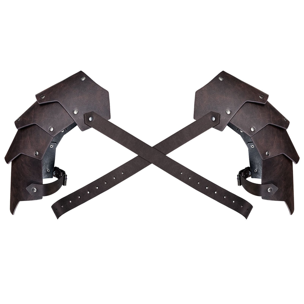 Medieval Faux Leather pauldron , Vintage Mercenary Knight Shoulder Armor for Cosplay Costume (dark brown)
