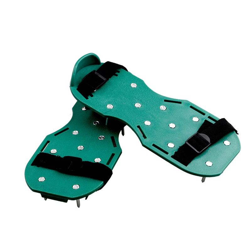 Lawn Aerator Shoes Free-Installation Grass Aeration Shoes with Stainless Steel Shovel, Heavy Duty Lawn Aerator Spike Shoes Lawn Aeration Tool with Hook （green,29.5*12.8cm)