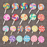 60 Pcs Mini Christmas Decoration Miniature Fake Candy Charms Decor DIY Crafts Lollipop Cake Embellishment Xmas Tiny Candy Ornaments for DIY Craft Making Scrapbooking Supplies
