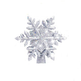 Christmas Tree Topper Lighted with Built-in Led Rotating Snowflake Projector Lights, Hollowed Tree Topper with Silver Plug In for Indoor Home