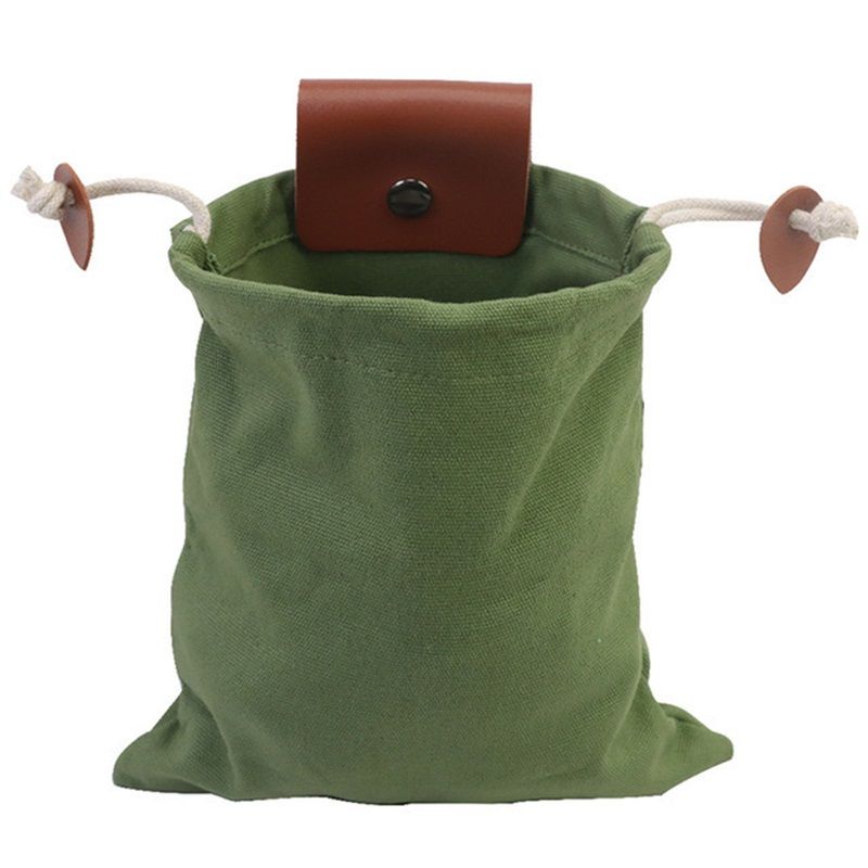 Foraging Bag Canvas Foldable Outdoor Camping Foraging Bag Mushroom Storage Jungle Craft Belt Fire Seed Pouring Bag Travel Camping Hiking Bag (Green)