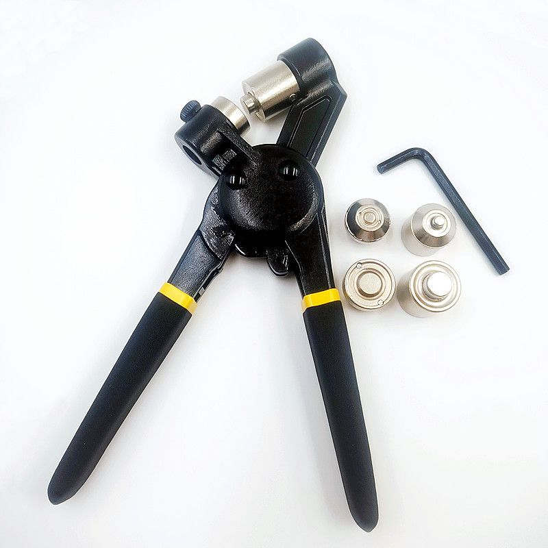 Heavy duty gasket tool kit, 10mm black hand pliers+200 sets of silver eyelets+black punch+pad, handheld manual hole tool, suitable for leather canvas