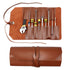 Leather Tool Bag Roll Up, 10Slot Heavy Duty Tool Roll Bag Organizer,  Durable Tool Kit Folding Tool Pouch Roll Up Mechanic Gifts for Men brown（Does not include tools）