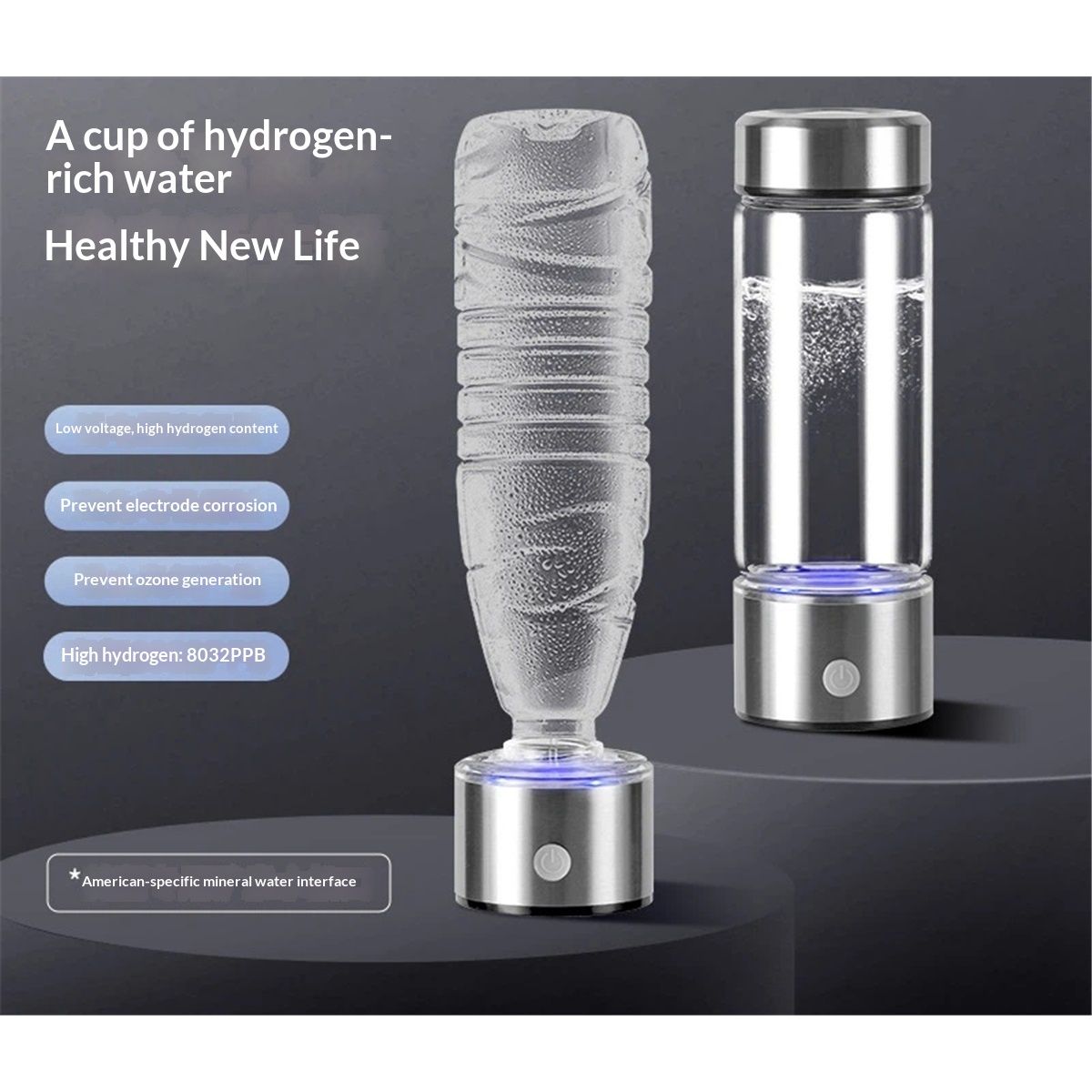 Hydrogen Water Bottle,3Min, Portable 15.2OZ, Rechargeable Hydrogen Water Bottle for Travel, Home, Office – Gift for Family & Friends (Silver)
