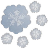 Silicone Resin Molds, 1PCS Large Resin Tray Mold and 5PCS Coaster Molds for Resin Casting, Flower Shape Epoxy Resins Casting Molds for, Home Decoration, Table Wine Tray-6 PCS
