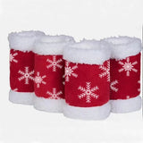 Christmas Red Horse Leg Protectors polar fleece Standing Wraps, Pack of 4,for Horses Leg Loose and Comfortable for Christmas Parades (Snowflake)