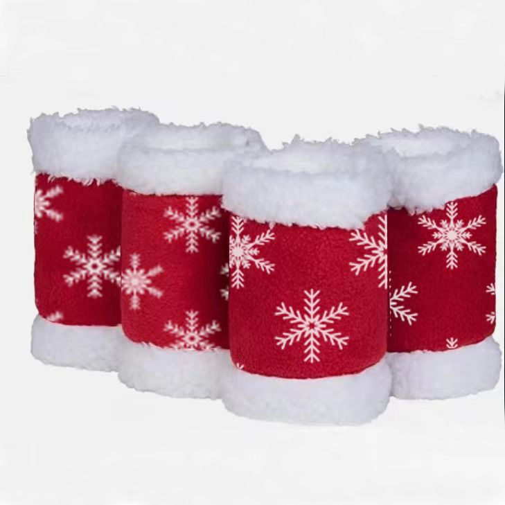 Christmas Red Horse Leg Protectors polar fleece Standing Wraps, Pack of 4,for Horses Leg Loose and Comfortable for Christmas Parades (Snowflake)