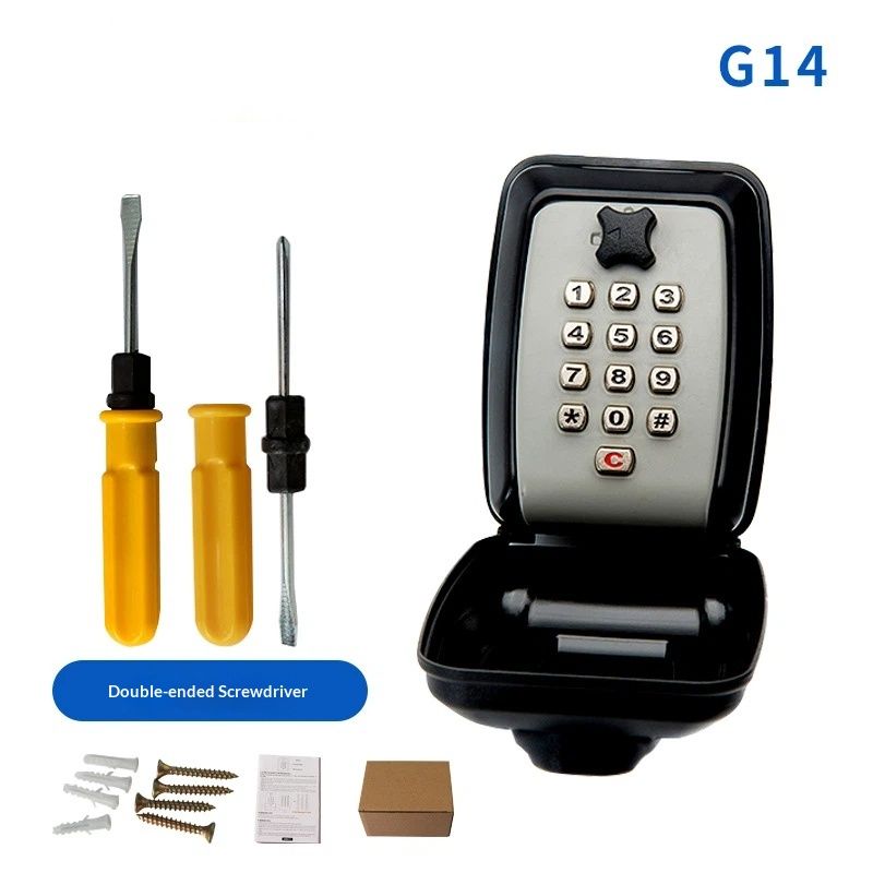 Key Lock Box for Outside, Sturdy Waterproof Wall Mount Lock Box for House Key, 12-Digit Combination Resettable Large Capacity Security Lockbox for Home, Garage, Office, Warehouse