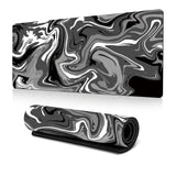 Abstract Black and White Marble Fluid Topographic Contour Map Ink Liquid Wave Gaming Keyboard Mouse Pad Mousepad Desk Mat Huge Extended XL Stitched Edge Rubber Sole for Home Office(31.5"X 11.8")