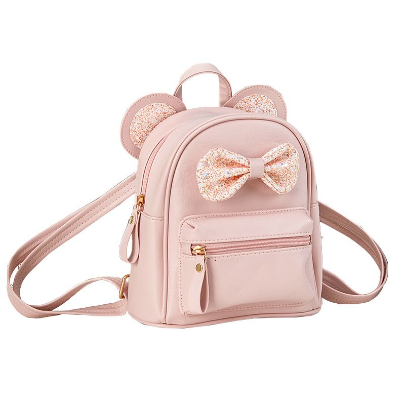 Fashion Cutest Toddler Sequin Bow Ears Bag Mini Backpack for Teen Little Girls with ears and sequin bow(pink)