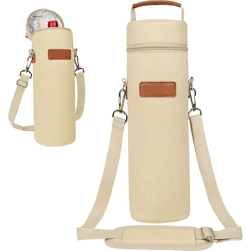 Out of the Insulated Wine & Sprits Cooler Tote, Eco-Friendly,Thermal One Bottle Holder Carrying Case Wine Gift for Women Men, Beige Cream