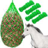 4 Pcs Hay Bags for Horses 40 Inch Slow Feed Hay Nets Bag for Horses Goats Sheep Oxford Hanging Feeder Feeding Supplies for Trailer and Stall Easy to Fill and Hang(Green)