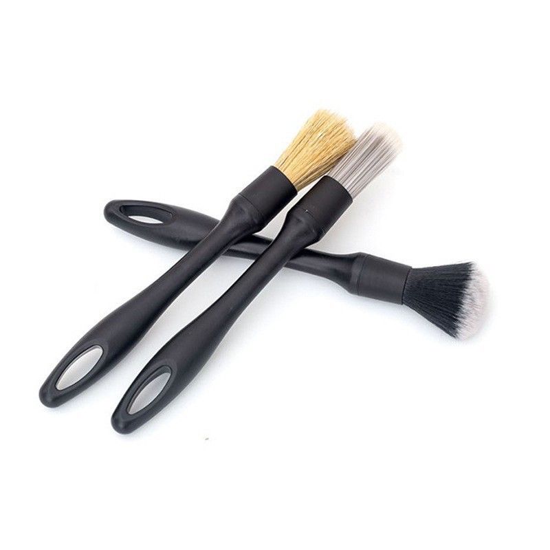 3Pcs Car Detailing Brush Kit Interior, Soft Boar Hair Detail Brush Set, Auto Detailing No Scratch Microfiber Wheel Cleaning Brush for Cleaning Dashboard, Air Vents,
